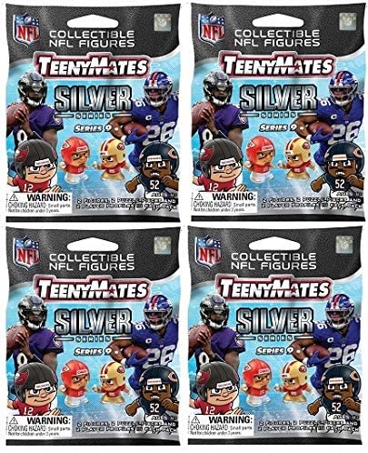 Teenymates Party Animal 2020-21 NFL Series 9 Silver Highlights Mini Figures Blind Bags Gift Set Party Bundle - 4 Pack