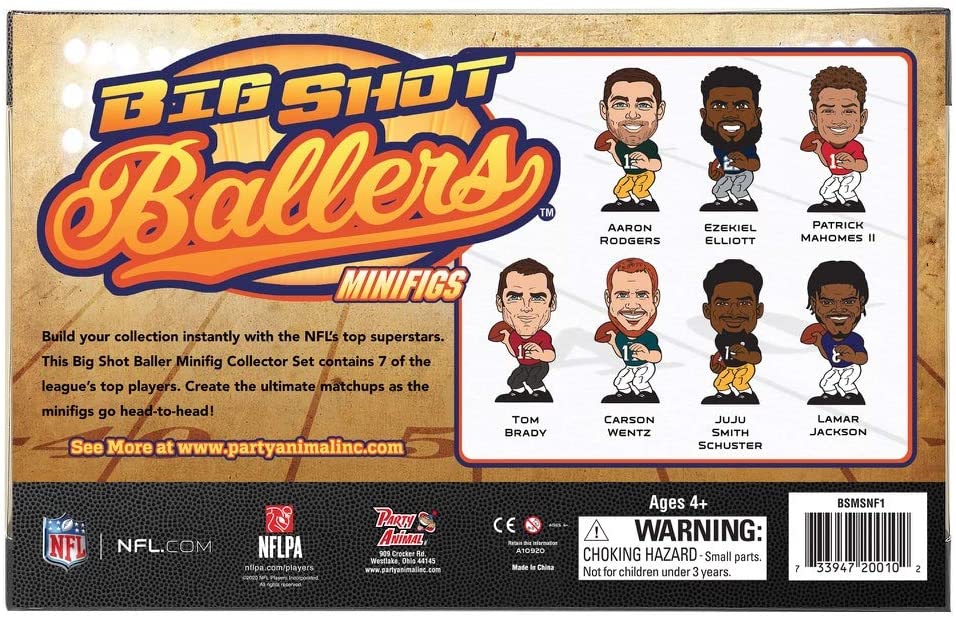 Party Animal 2020 - 2021 Big Shot Ballers MiniFig NFL Series 1 Gift Set Player Mini Figures Collector Box 7 Players