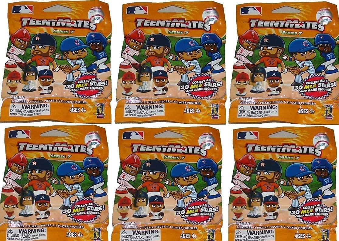 Party Animal TeenyMates 2020 MLB Series 7 Mini Figures Blind Bags Gift Set Party Bundle - 6 Pack