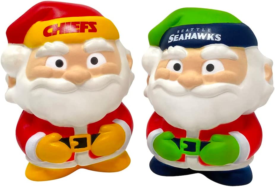 Party Animal Jumbo Santa Squeezy Surprise! One (1) Giant Capsule SqueezyMates NFL Series 1 Figure, Multicolor, 4 inch Tall