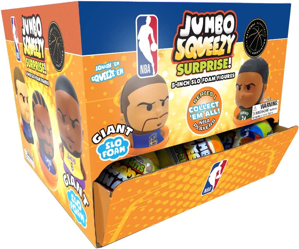 Party Animal Jumbo Squeezy Surprise! One (1) Giant Capsule SqueezyMates NBA Figure, Multi, 5'' Tall