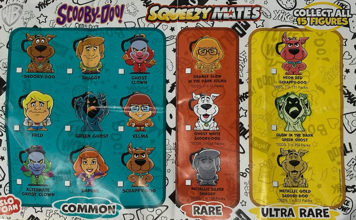Party Animal - 3 Pack Bundle - Squeezymates Scooby Doo Series 1 Mystery Blind Pack Bag Figure Slofoam Keychain