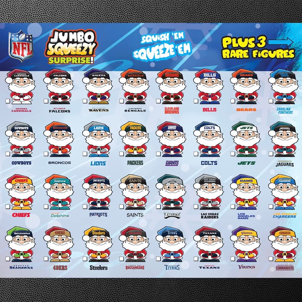 Party Animal Jumbo Santa Squeezy Surprise! One (1) Giant Capsule SqueezyMates NFL Series 1 Figure, Multicolor, 4 inch Tall