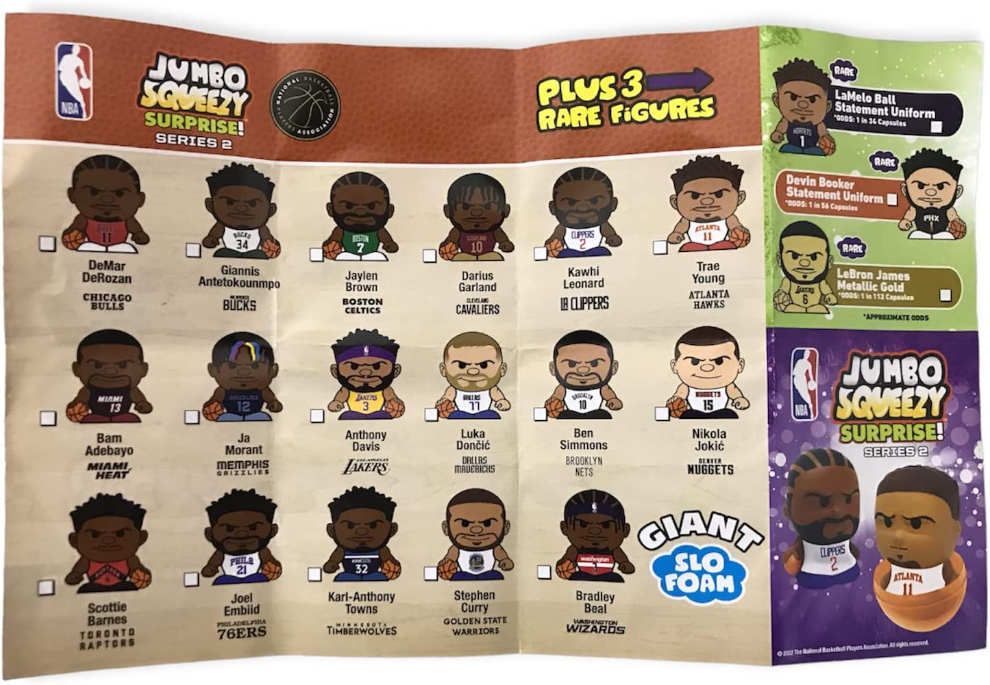 Party Animal Series 2 Jumbo Squeezy Surprise! One (1) Giant Capsule SqueezyMates NBA Figure, Team Colors, 4" Tall