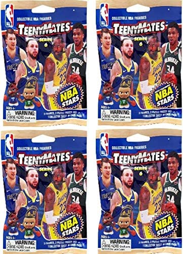 Teenymates Party Animal 2020-21 NBA Series 6 Mini Figures Blind Bags Gift Set Party Bundle - 4 Pack