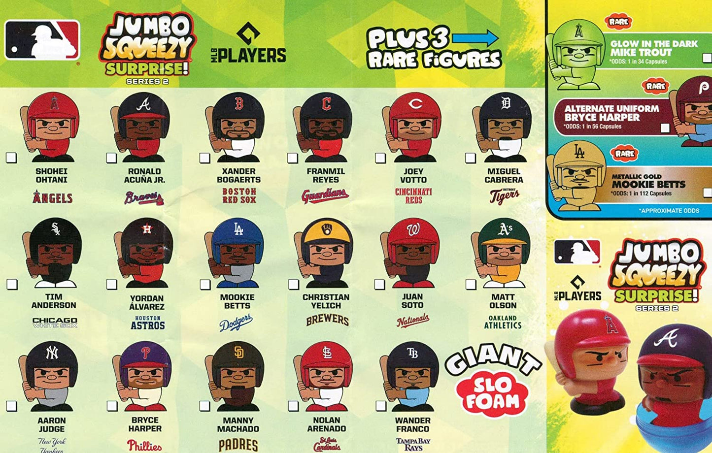 Party Animal Jumbo Squeezy Surprise! One (1) Giant Capsule SqueezyMates MLB Series 2 Figure, Multicolor, 4 inch Tall