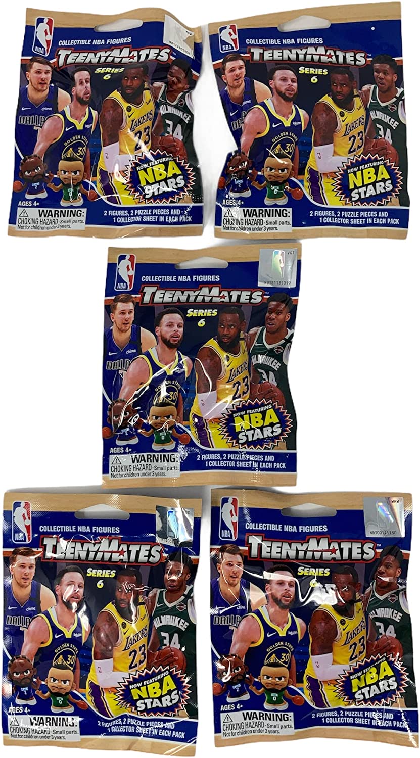 Teenymates Party Animal TeenyMates 2020 2021 NBA Series 6 Mini Figures Blind Bags Gift Set Party Bundle 5 Pack Multicolored