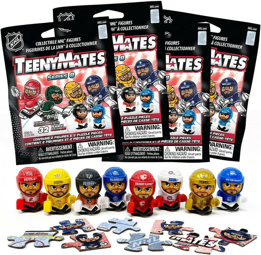 Teenymates Party Animal TeenyMates 2022 NHL Series 8 Playoff Beard Goalies Mini Figures Blind Bags Gift Set Party Bundle - 4 Pack, Multicolored