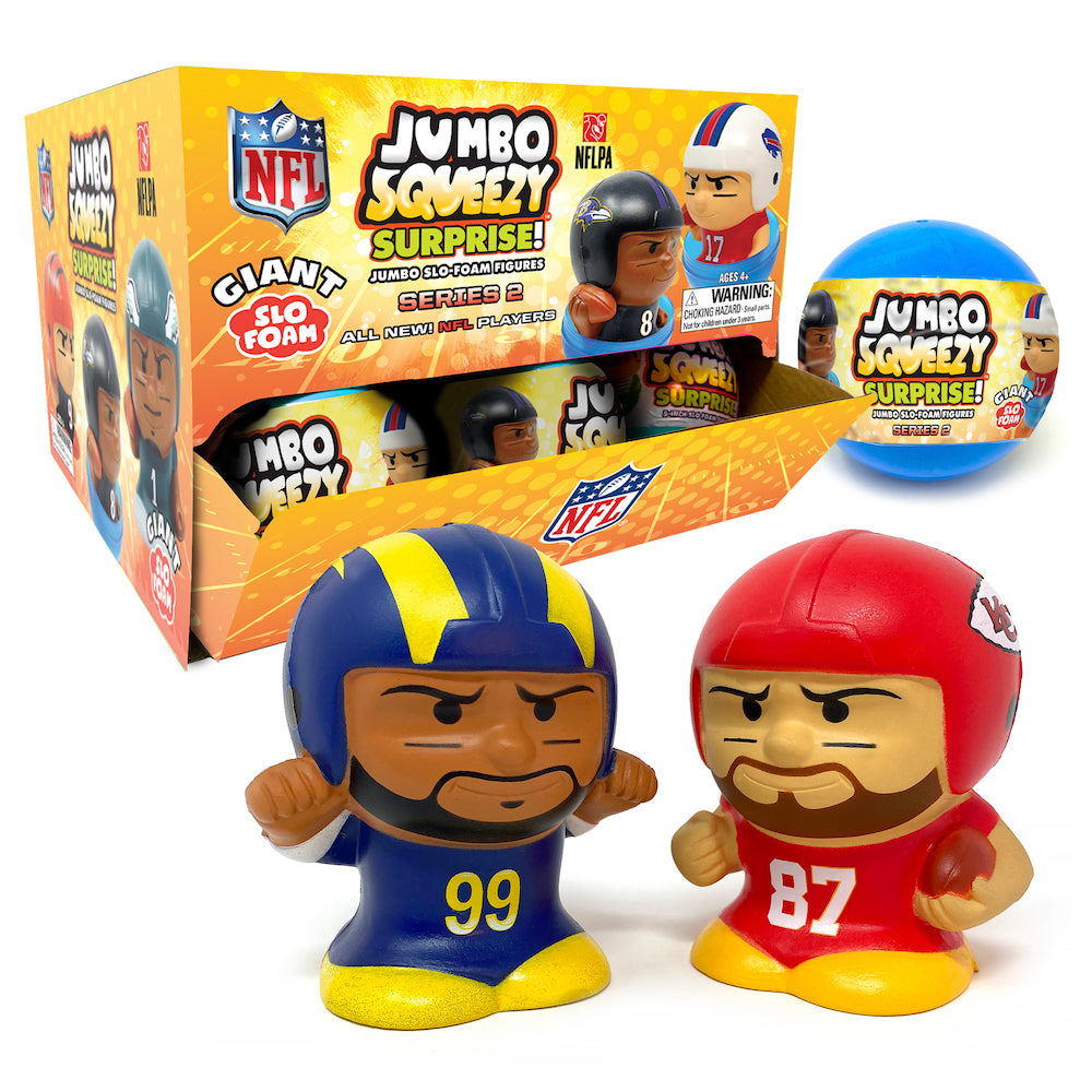 Party Animal Jumbo Squeezy Surprise! One (1) Giant Capsule SqueezyMates NFL Series 2 Figure, Multicolor, 4 inches Tall